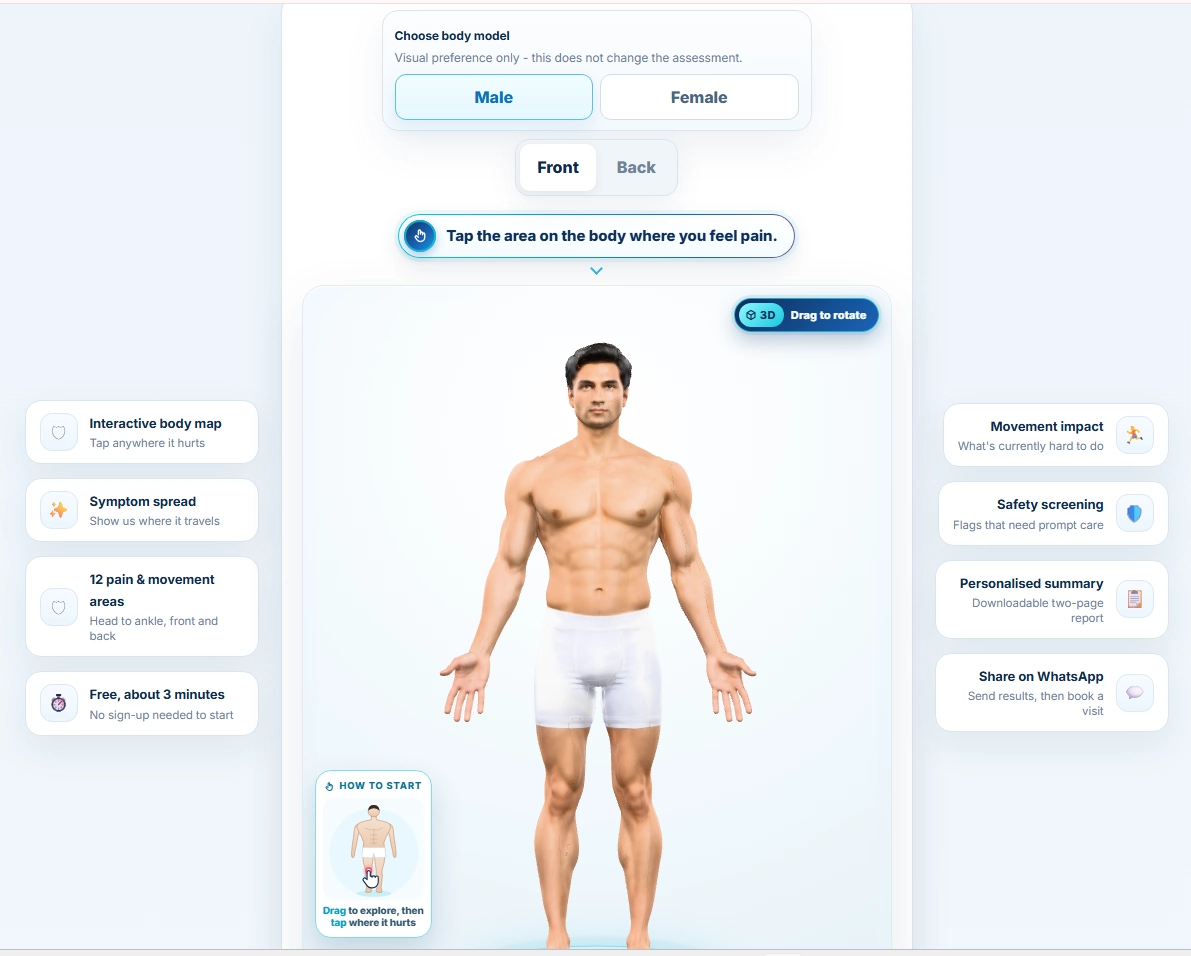 SPORT-FIT PHYSIO CARE therapist assessing a patient's posture and movement