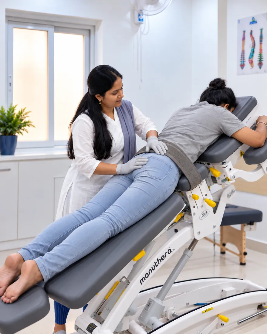 SPORT-FIT PHYSIO CARE therapist giving Integrated Manual Therapy on the Manuthera 242 treatment table