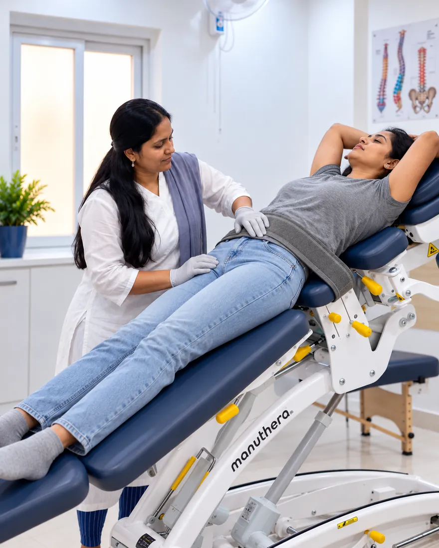 SPORT-FIT PHYSIO CARE therapist giving Integrated Manual Therapy on the Manuthera 242 treatment table