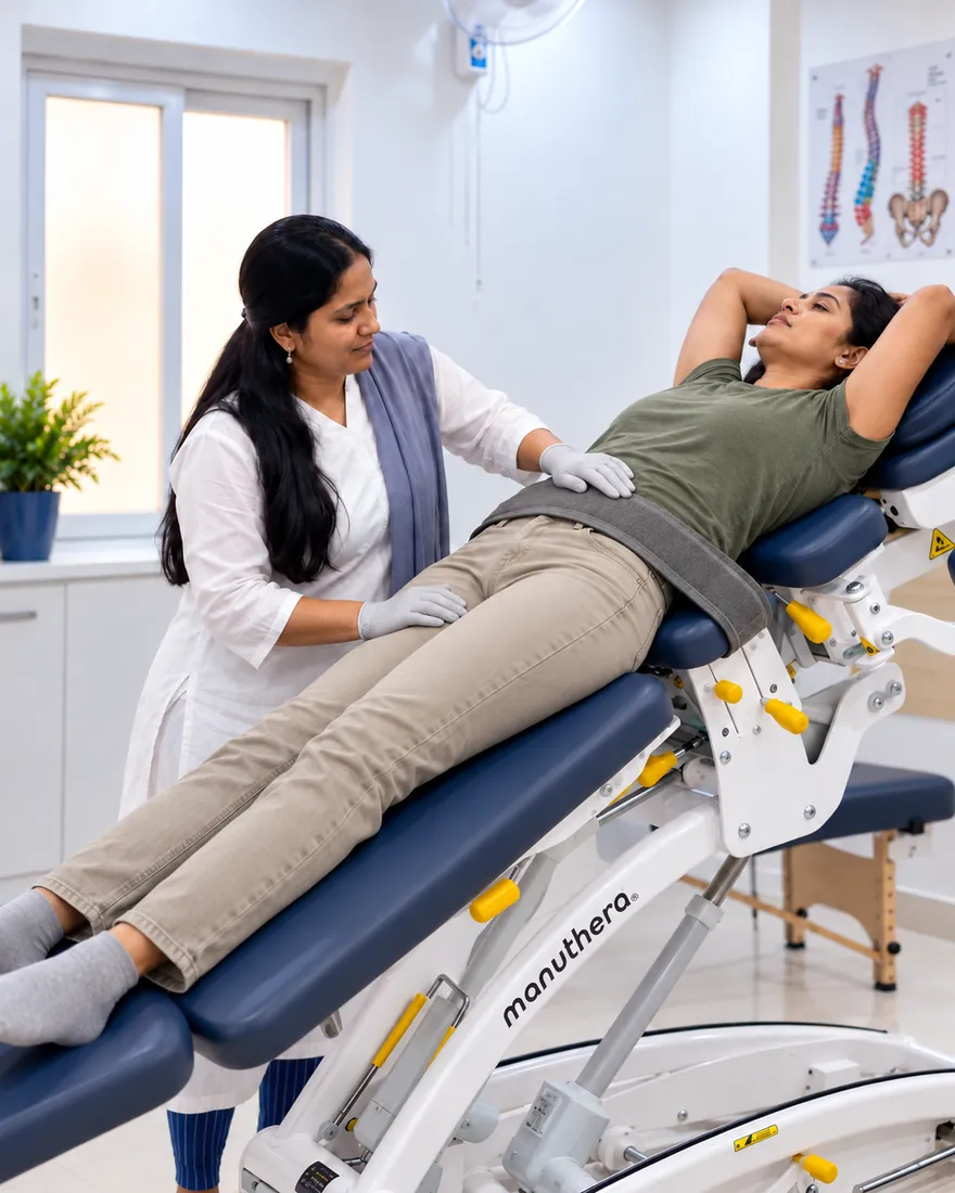 SPORT-FIT PHYSIO CARE therapist giving Integrated Manual Therapy on the Manuthera 242 treatment table