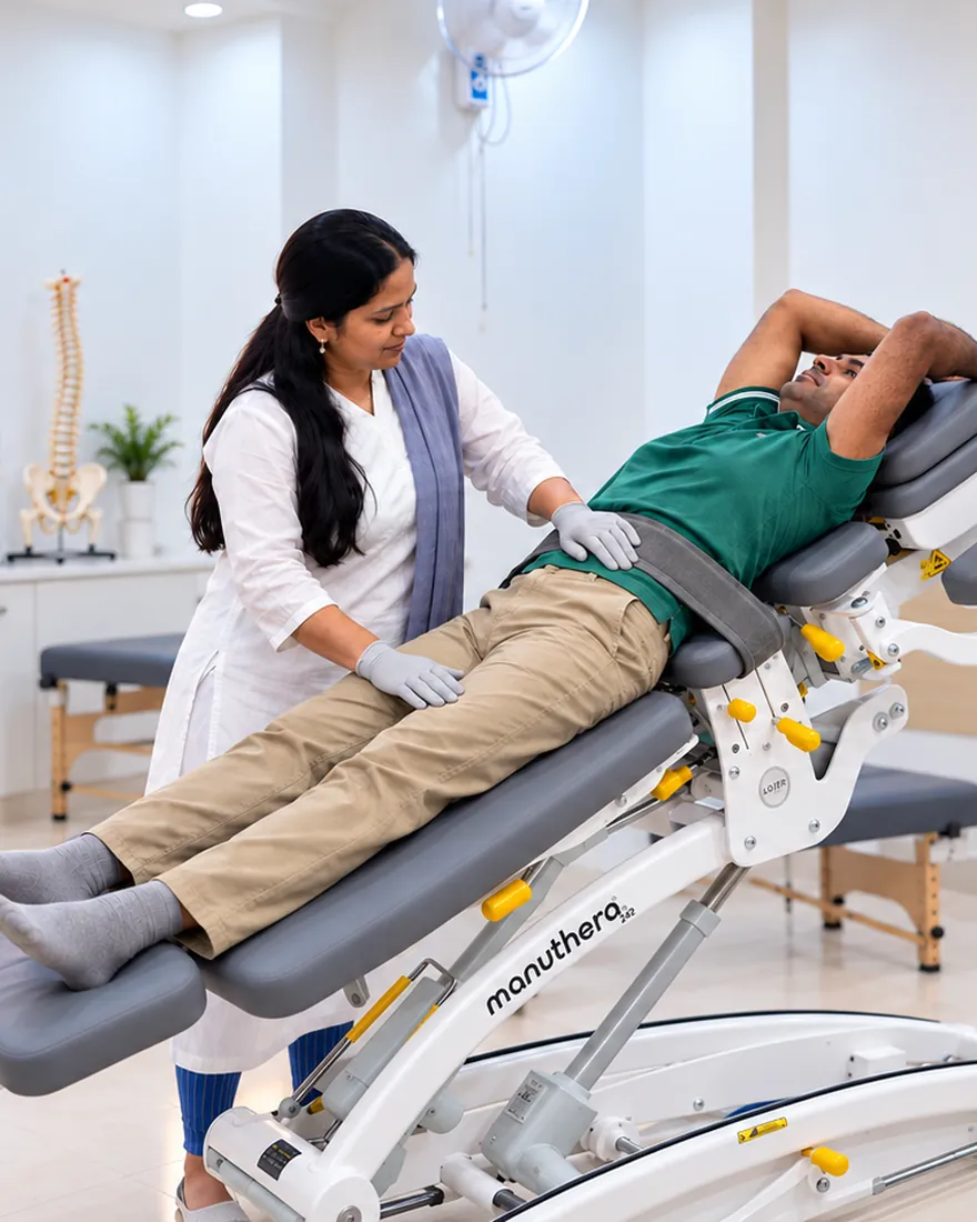 SPORT-FIT PHYSIO CARE therapist giving Integrated Manual Therapy on the Manuthera 242 treatment table