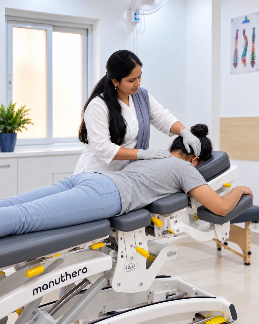 SPORT-FIT PHYSIO CARE therapist giving Integrated Manual Therapy on the Manuthera 242 treatment table