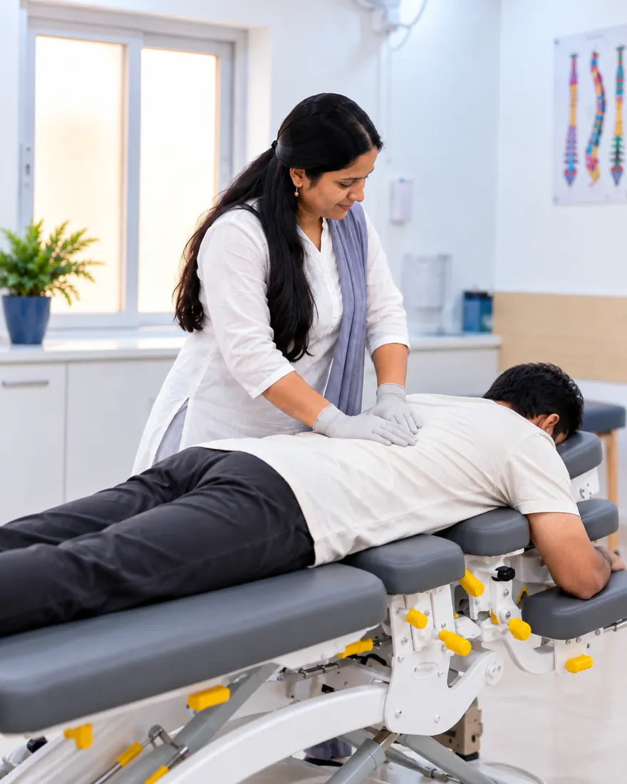 SPORT-FIT PHYSIO CARE therapist giving Integrated Manual Therapy on the Manuthera 242 treatment table