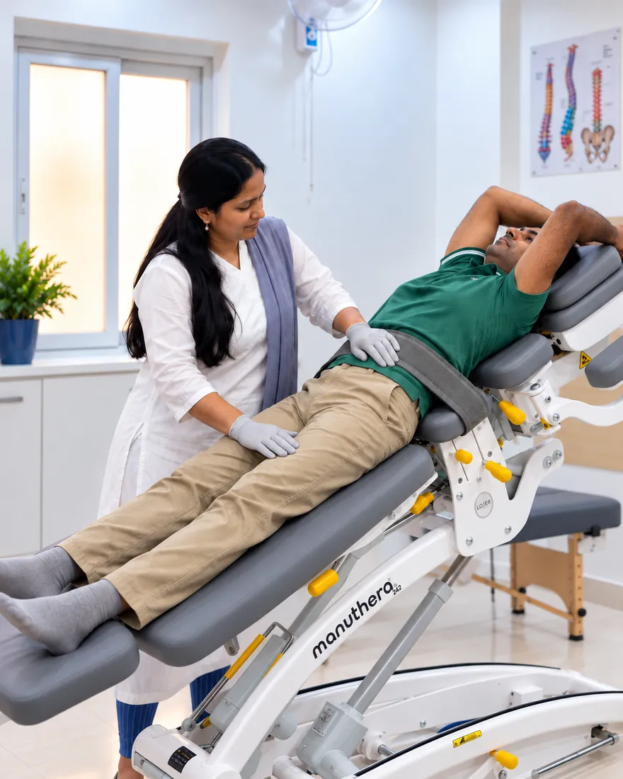 SPORT-FIT PHYSIO CARE therapist giving Integrated Manual Therapy on the Manuthera 242 treatment table