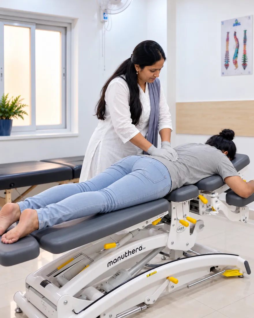 SPORT-FIT PHYSIO CARE therapist giving Integrated Manual Therapy on the Manuthera 242 treatment table